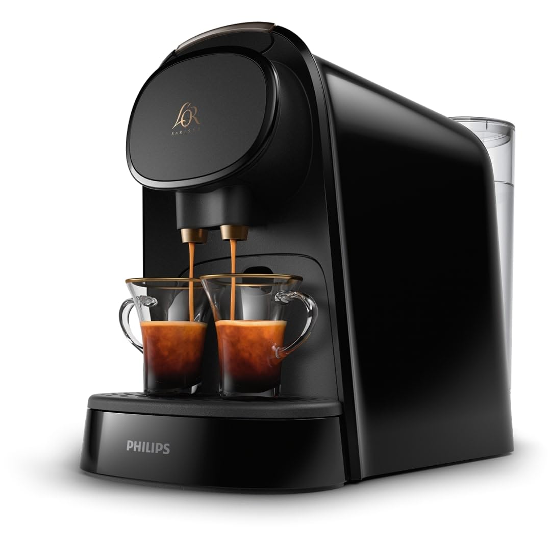 Torano - Machine à Café à Capsules L'OR Barista - Double Shot, Détection Capsules, 19 Bars, Noir/Levier Gris, LM8012/66