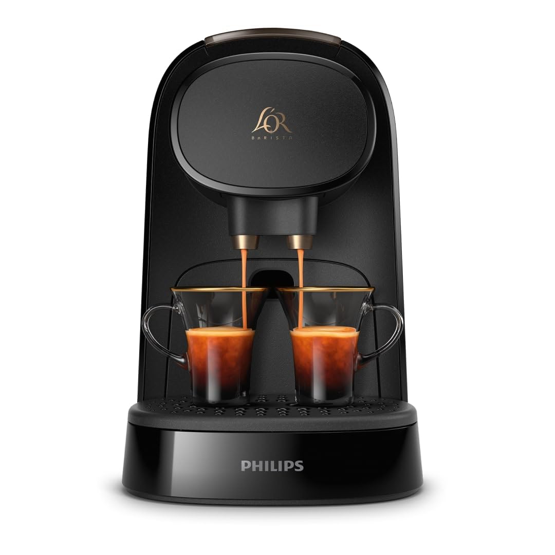 Torano - Machine à Café à Capsules L'OR Barista - Double Shot, Détection Capsules, 19 Bars, Noir/Levier Gris, LM8012/66