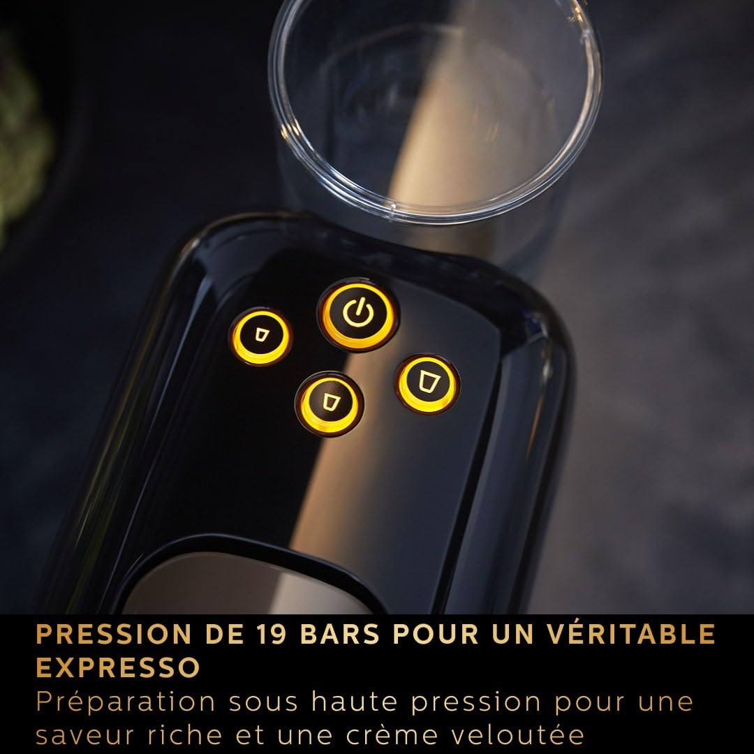 Torano - Machine à Café à Capsules L'OR Barista - Double Shot, Détection Capsules, 19 Bars, Noir/Levier Gris, LM8012/66