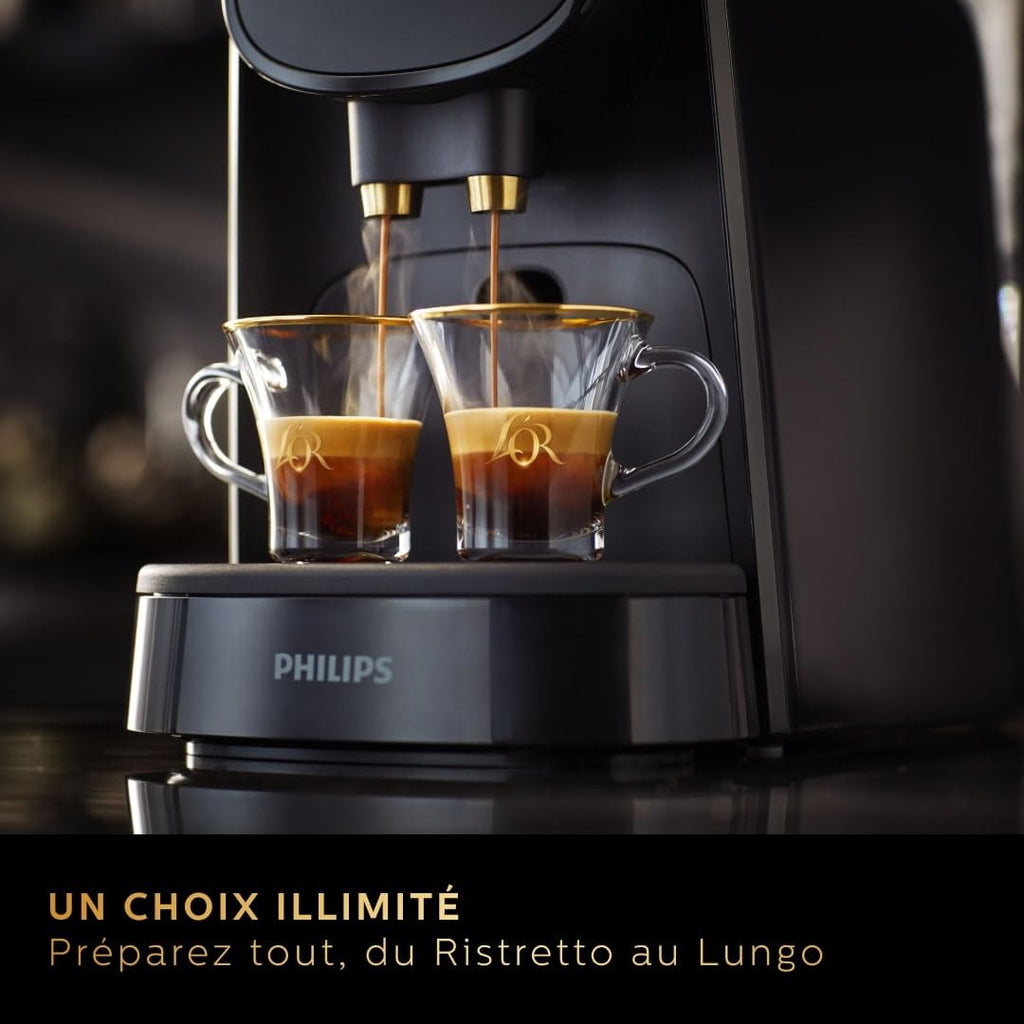 Torano - Machine à Café à Capsules L'OR Barista - Double Shot, Détection Capsules, 19 Bars, Noir/Levier Gris, LM8012/66