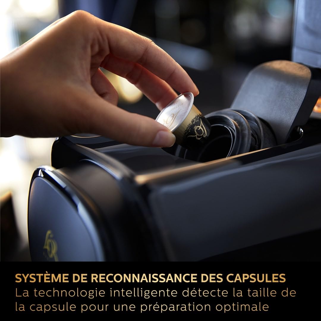 Torano - Machine à Café à Capsules L'OR Barista - Double Shot, Détection Capsules, 19 Bars, Noir/Levier Gris, LM8012/66