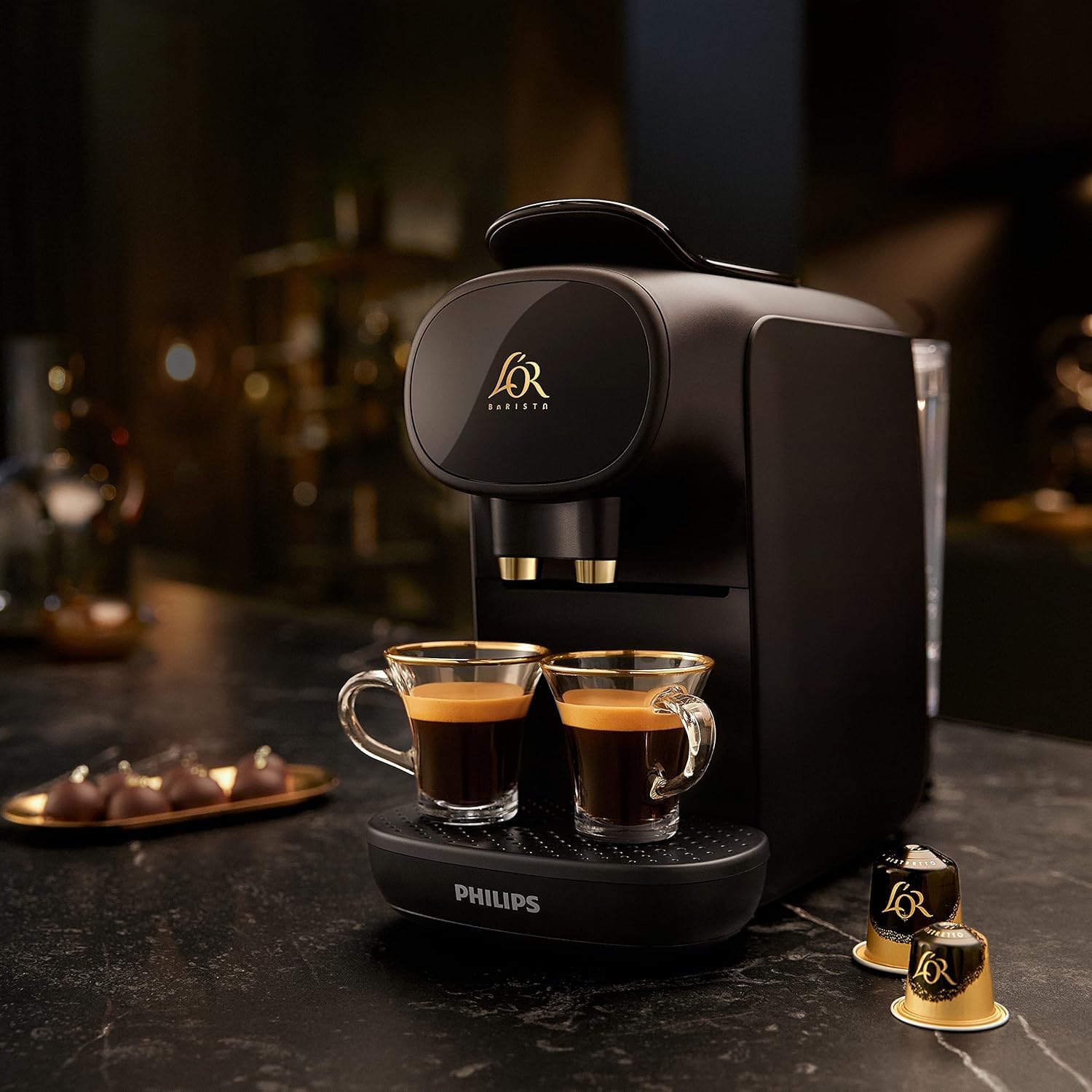 Torano - L'Or Barista Cafetière à capsules Sublime - machine à café à 19 bars, Noir LM9012/60
